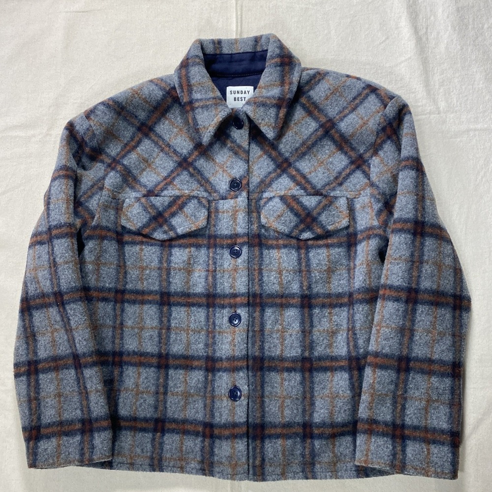 Sunday Best Aritzia Wool Blend Sz Small Gray Quilted Button Up Coat Women's